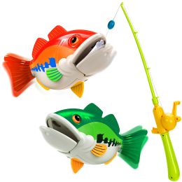 (Do Not Sell on Amazon) Kids Fishing Game Toy with 1 Adjustable Fishing Rod and 2 Realistic Fish, Pool Fishing Toy Set with Magnetic Bait, Safe and Du