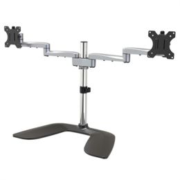 StarTech.com Dual Monitor Stand - Ergonomic Desktop Monitor Stand for up to 32 inch VESA Displays - Free-Standing Adjustable Mount -Silver