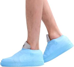 Waterproof Silicone Shoe Cover, Reusable Non Slip Rubber Rain Shoe Cover Unisex (Color: Blue, size: M)