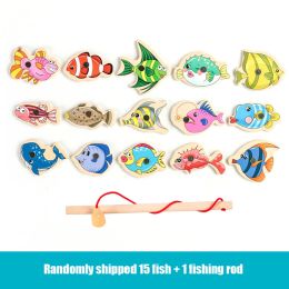 Toddlers' Fishing Game Kids Fishing Game Toy (Capacity: 15pcs Fish + 1 Bamboo Rod)